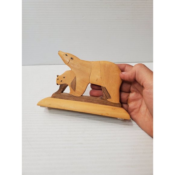 Wooden Toy bear- Carved Wooden bear - Wooden bear Figurine - Wild Animal… - Picture 6 of 10